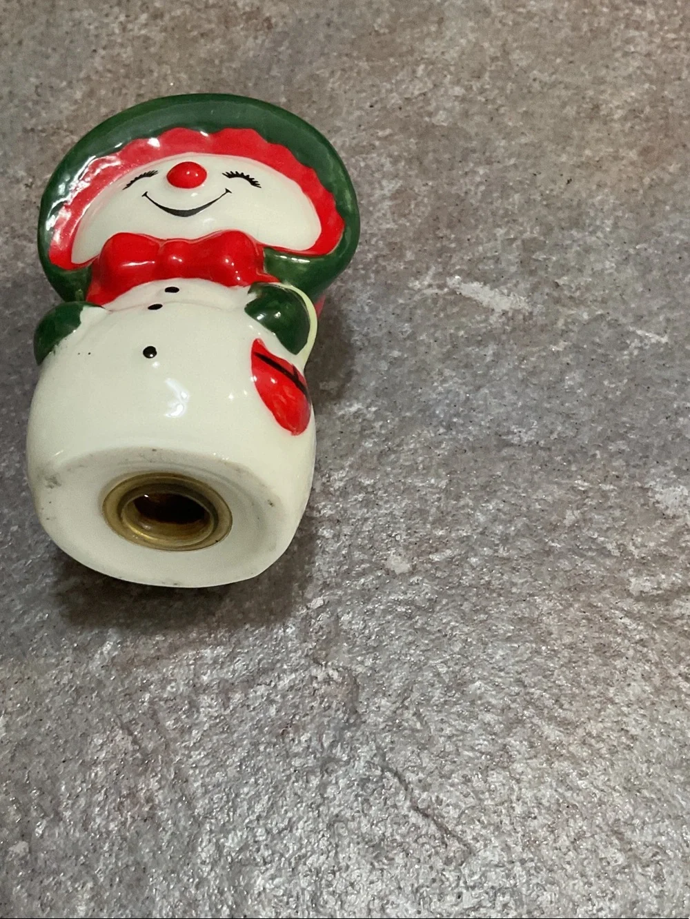Hallmark Cream, Black, Red and Green Ceramic Snowman Couple Figurines